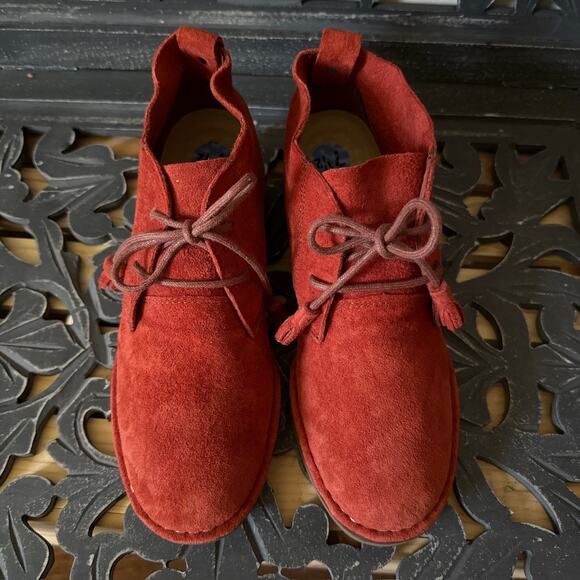 Hush Puppies Cyra Catelyn Red Suede Desert Chukka Booties Women’s 7.5 Academia - Picture 7 of 10